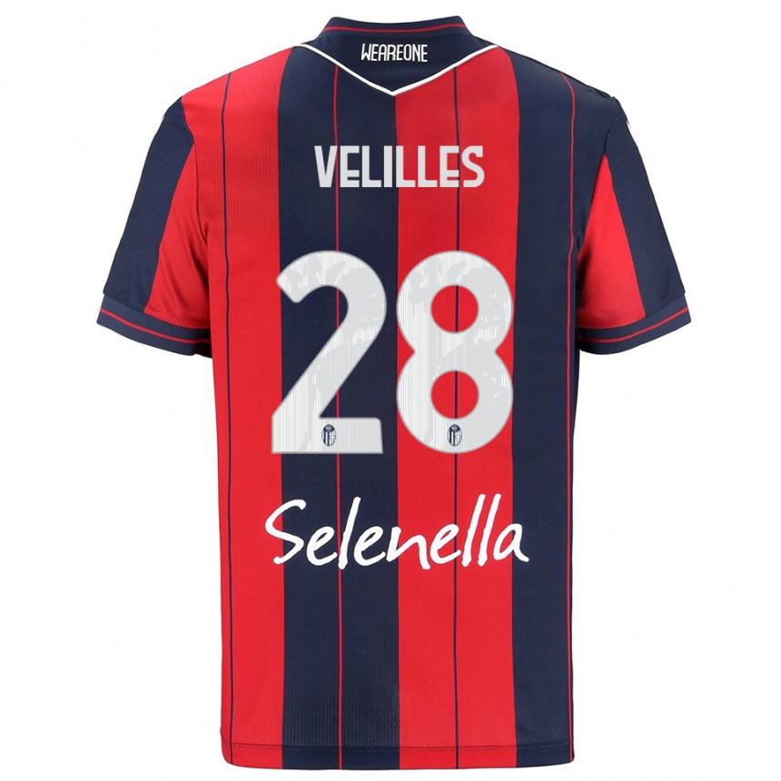 גברים כדורגל Aarón Velilles #28 אדום נייבי ג'רזי ביתית 2025/26