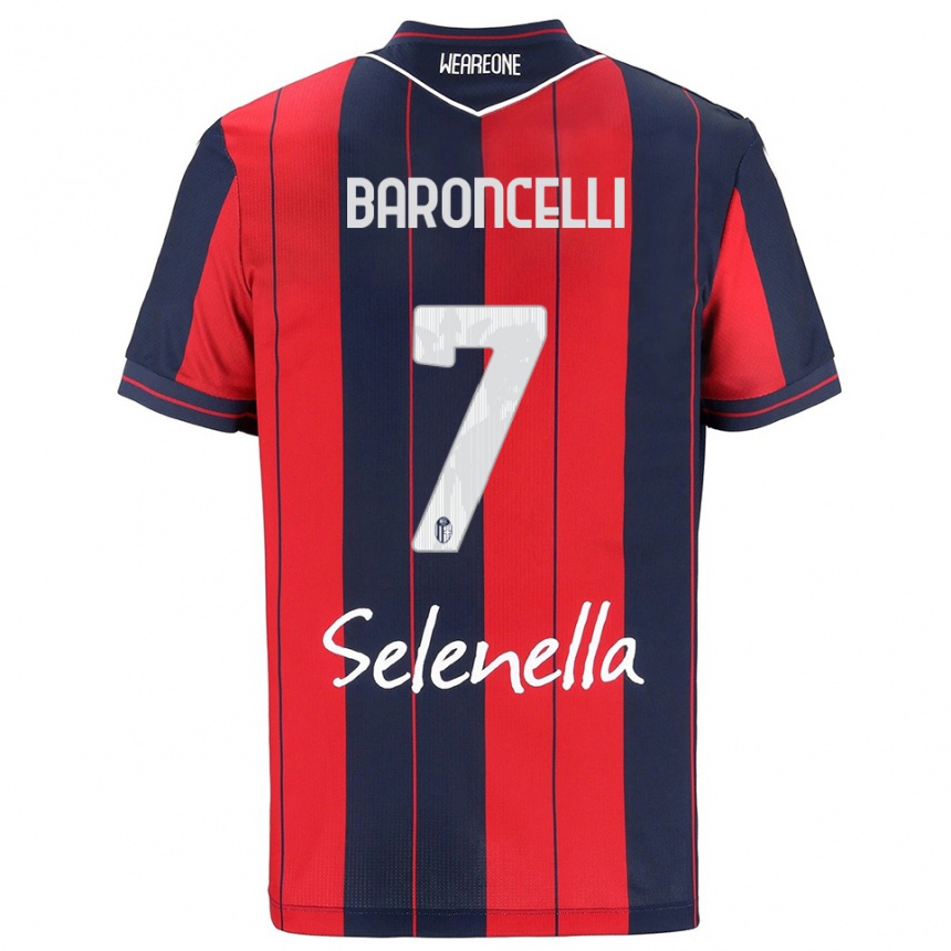 גברים כדורגל Giulio Baroncelli #7 אדום נייבי ג'רזי ביתית 2025/26