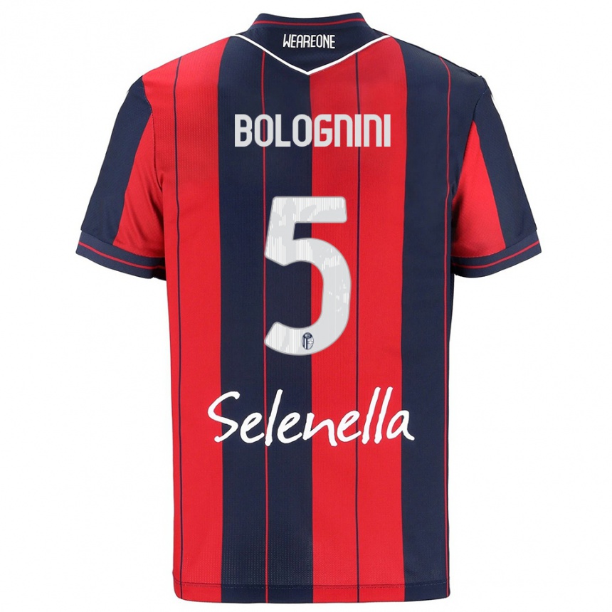 גברים כדורגל Andrea Bolognini #5 אדום נייבי ג'רזי ביתית 2025/26