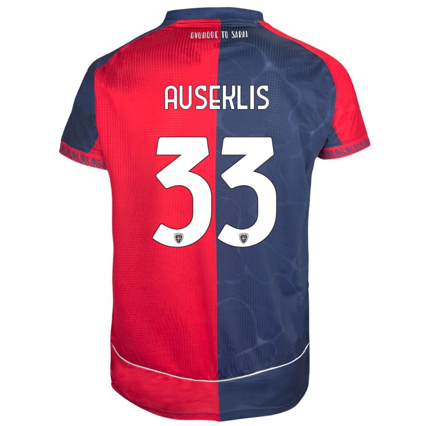 גברים כדורגל Henrijs Auseklis #33 אדום נייבי ג'רזי ביתית 2025/26
