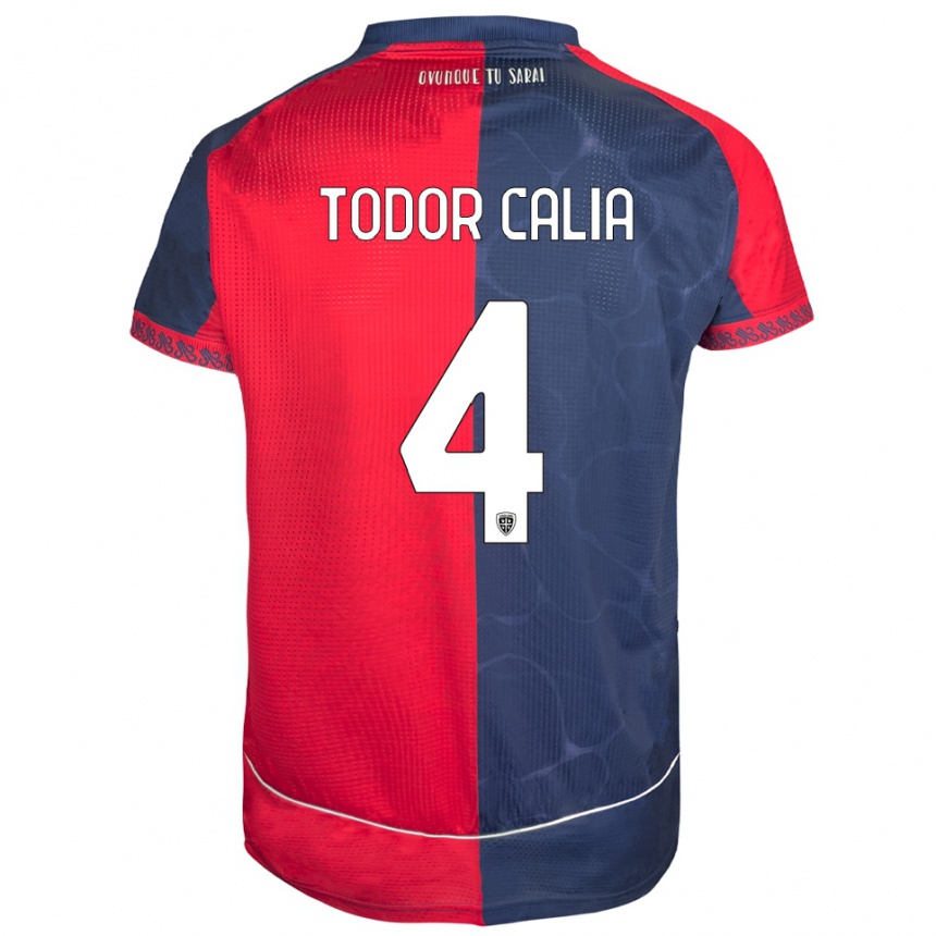 גברים כדורגל Francesco Todor Calia #4 אדום נייבי ג'רזי ביתית 2025/26