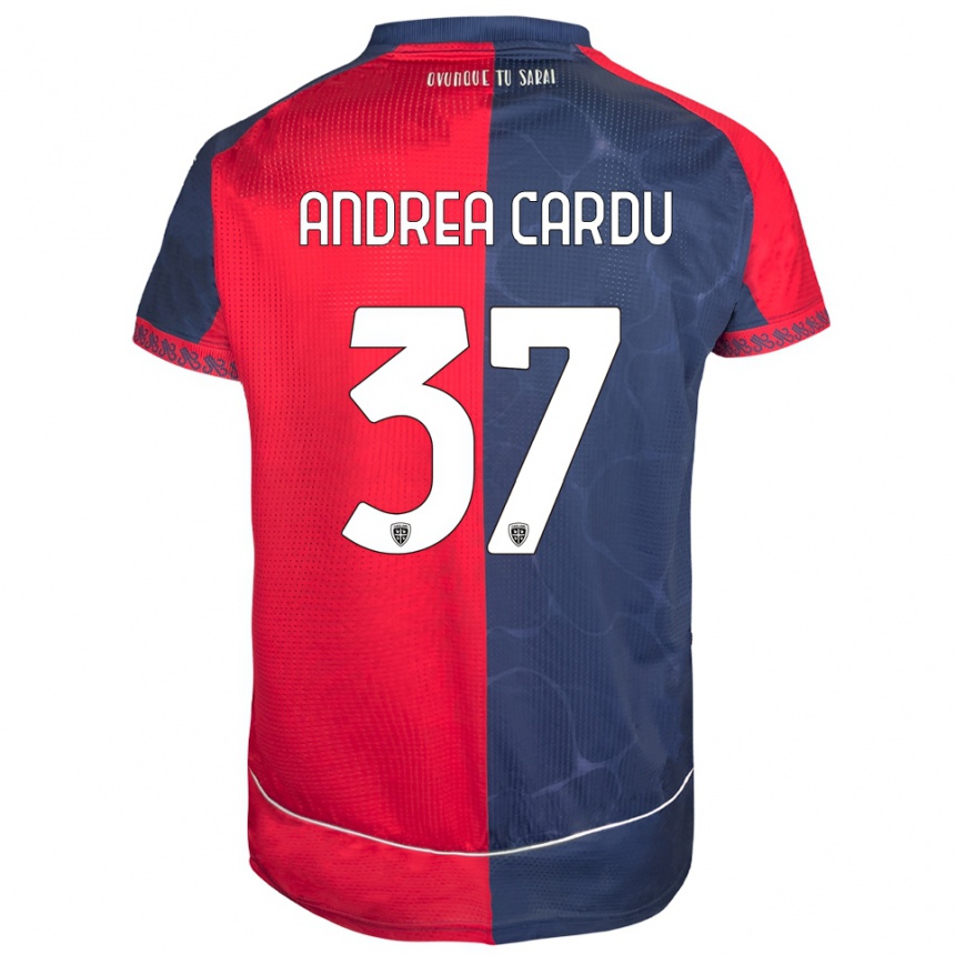 גברים כדורגל Gian Andrea Cardu #37 אדום נייבי ג'רזי ביתית 2025/26