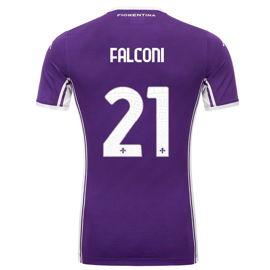 גברים כדורגל ניקולו פלקוני #21 סגול לבן ג'רזי ביתית 2025/26