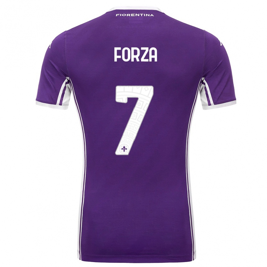 גברים כדורגל Francesco Forza #7 סגול לבן ג'רזי ביתית 2025/26