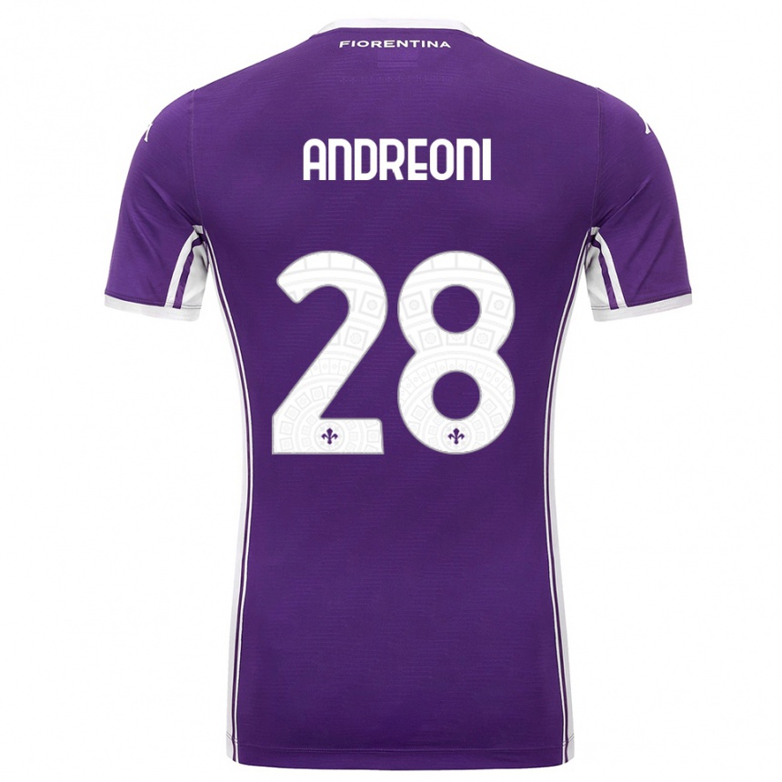 גברים כדורגל Caterina Andreoni #28 סגול לבן ג'רזי ביתית 2025/26