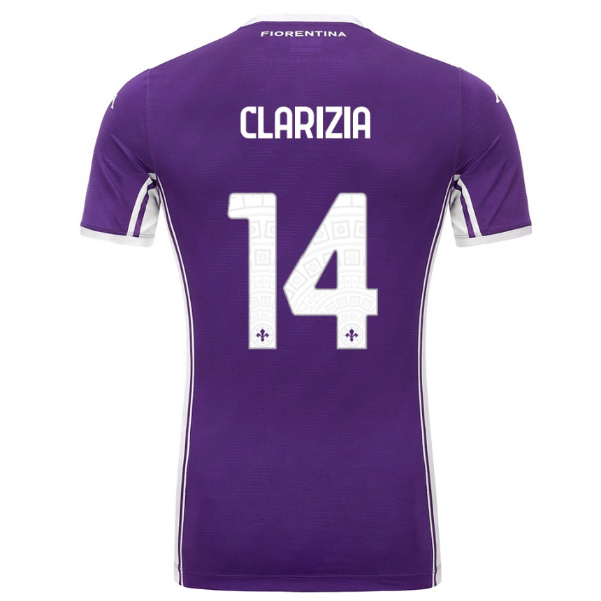 גברים כדורגל Leonardo Clarizia #14 סגול לבן ג'רזי ביתית 2025/26