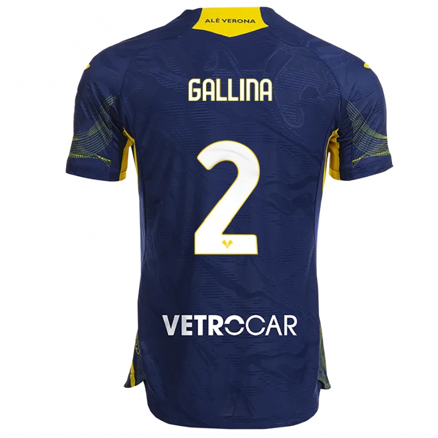 גברים כדורגל André Gallina #2 נייבי צהוב ג'רזי ביתית 2025/26