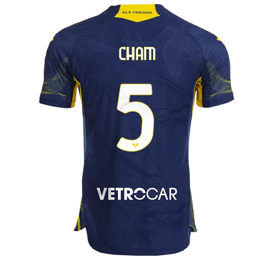 גברים כדורגל Fallou Cham #5 נייבי צהוב ג'רזי ביתית 2025/26