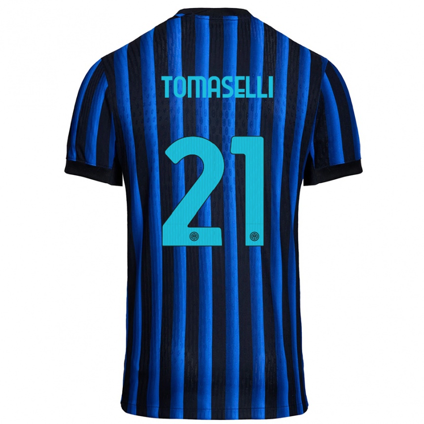 גברים כדורגל מרטינה טומאסלי #21 שחור כחול ג'רזי ביתית 2025/26