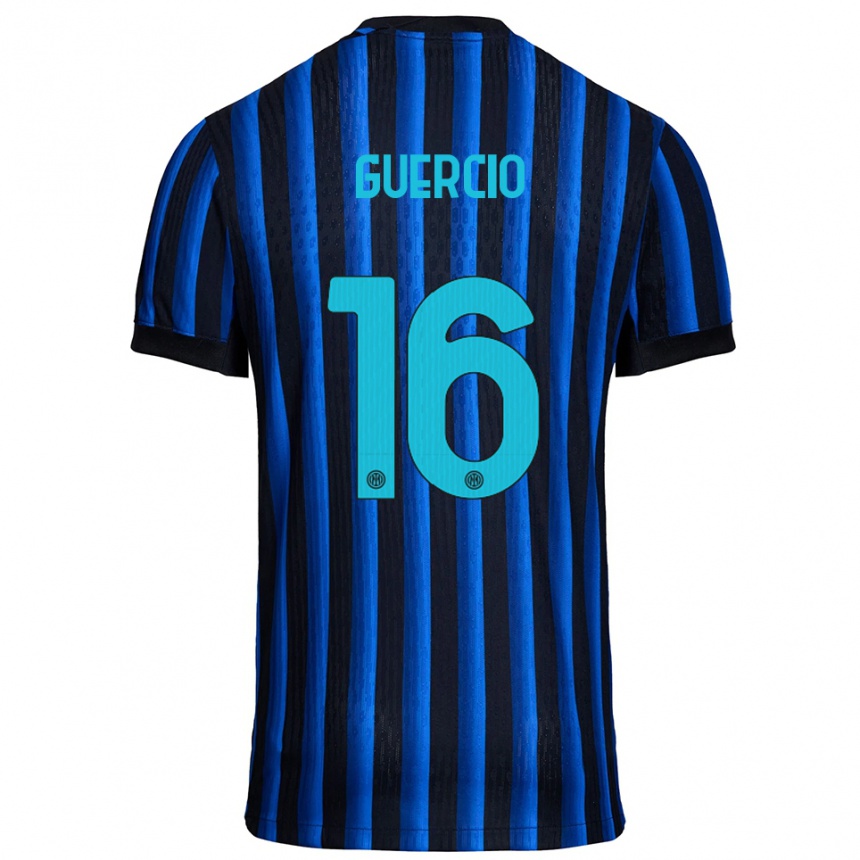 גברים כדורגל טומאסו גוורצ'ו #16 שחור כחול ג'רזי ביתית 2025/26