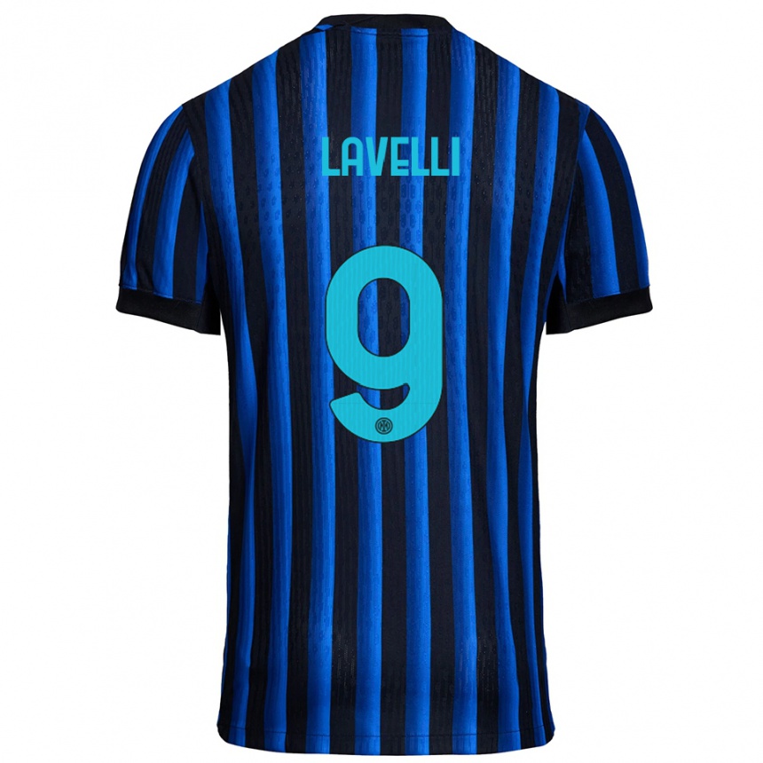 גברים כדורגל Matteo Lavelli #9 שחור כחול ג'רזי ביתית 2025/26