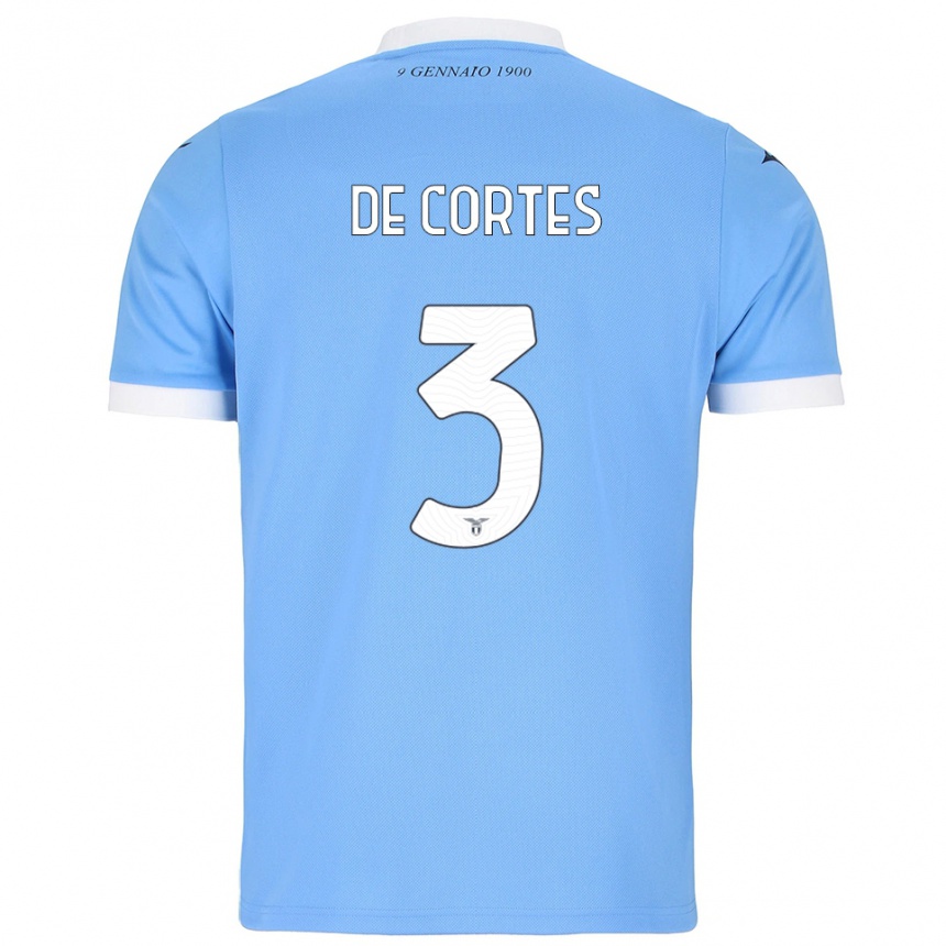 גברים כדורגל Alessandro De Cortes #3 תכלת לבן ג'רזי ביתית 2025/26