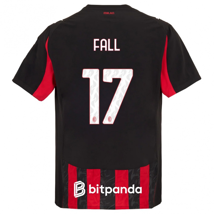 גברים כדורגל Mbarick Fall #17 אדום שחור ג'רזי ביתית 2025/26