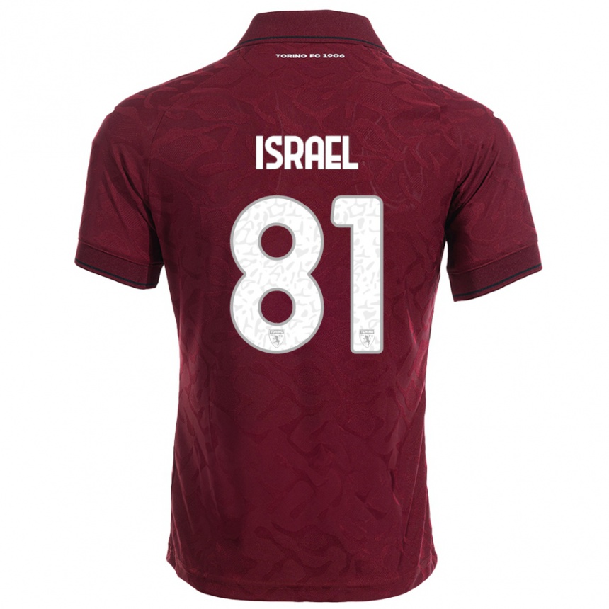 גברים כדורגל פרנקו ישראל #81 בורגונדי לבן ג'רזי ביתית 2025/26