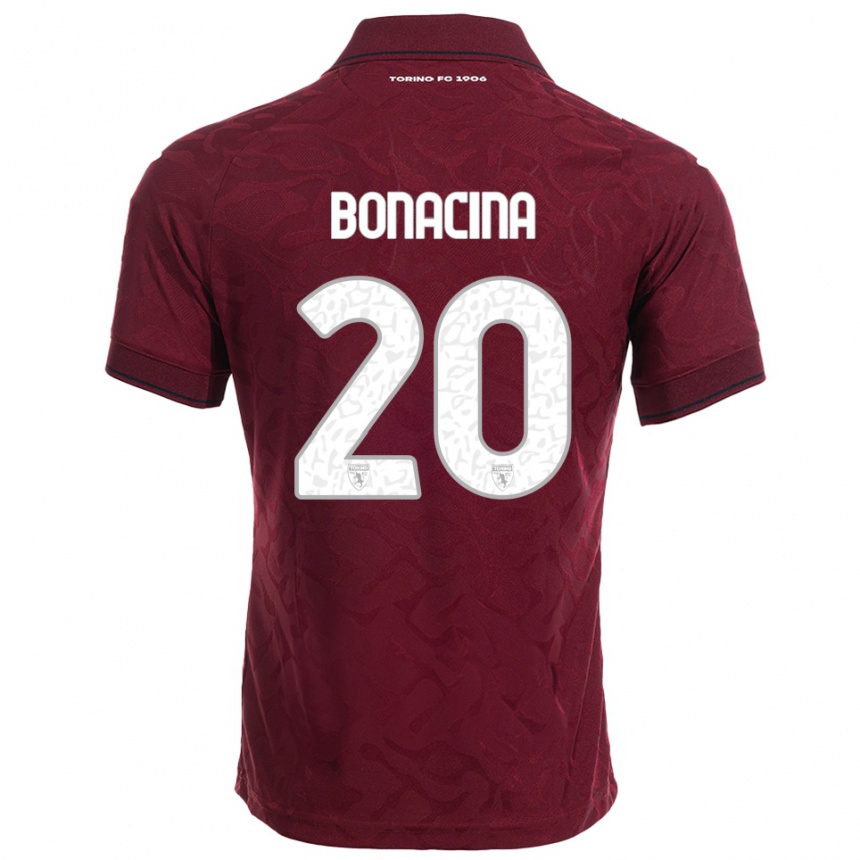 גברים כדורגל David Bonacina #20 בורגונדי לבן ג'רזי ביתית 2025/26