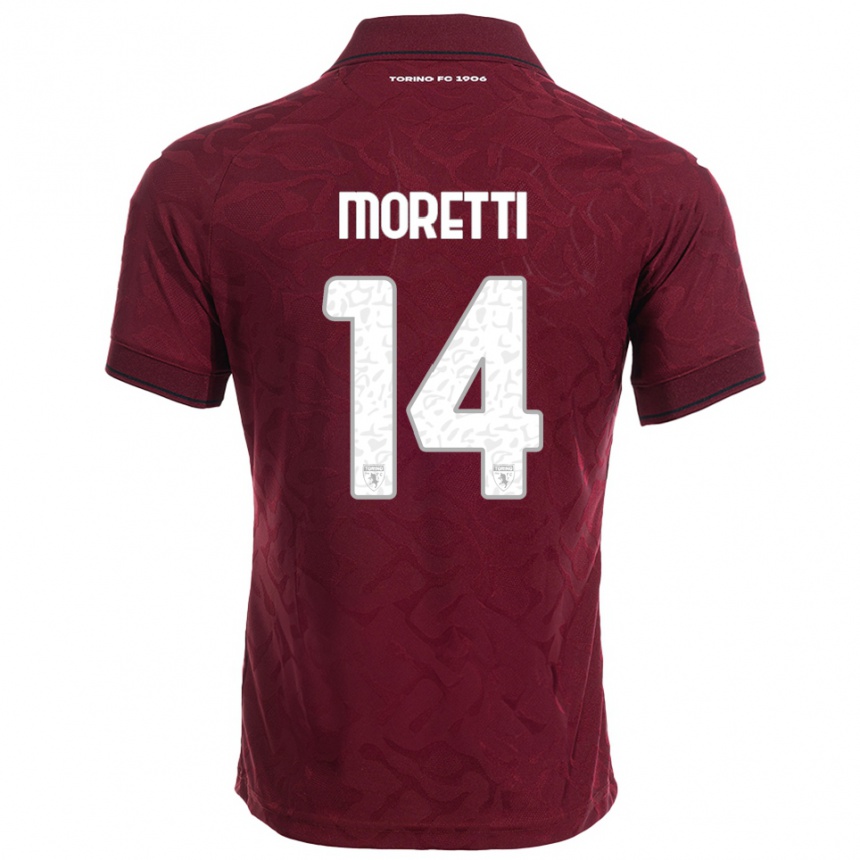 גברים כדורגל Matias Moretti #14 בורגונדי לבן ג'רזי ביתית 2025/26