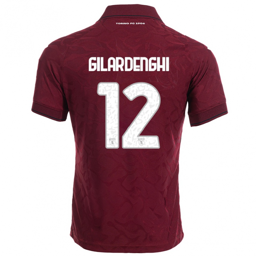 גברים כדורגל Riccardo Gilardenghi #12 בורגונדי לבן ג'רזי ביתית 2025/26