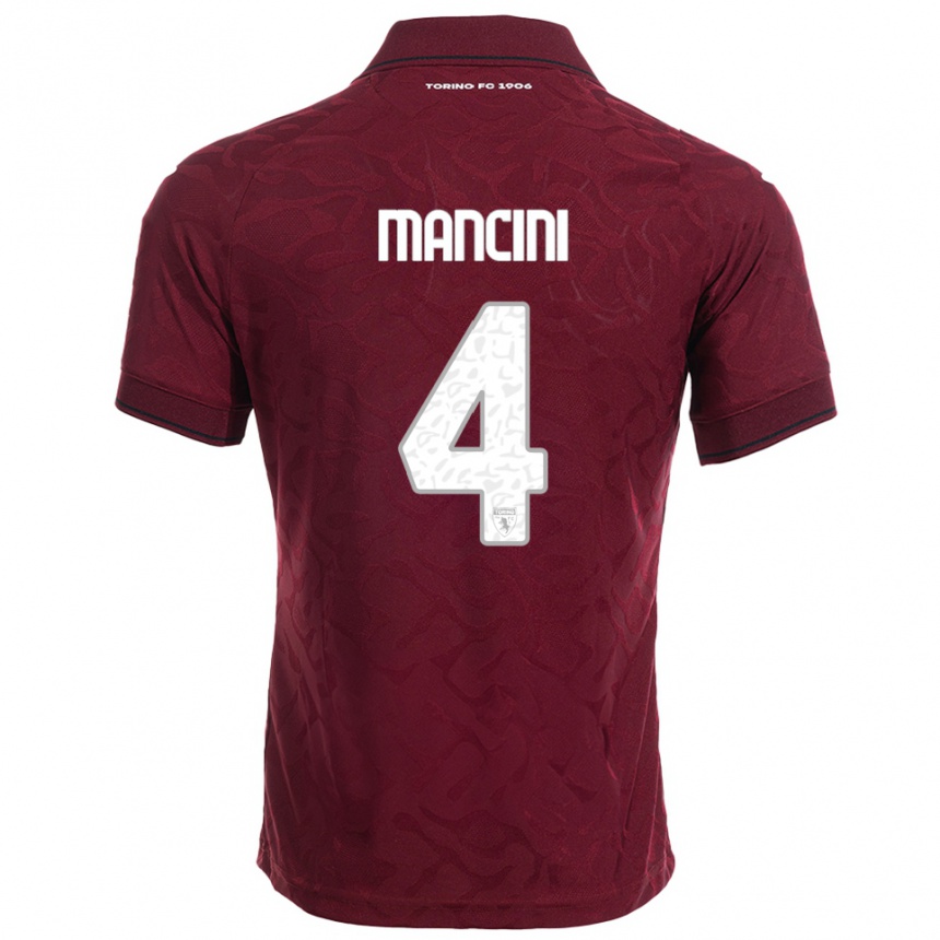 גברים כדורגל Luca Mancini #4 בורגונדי לבן ג'רזי ביתית 2025/26