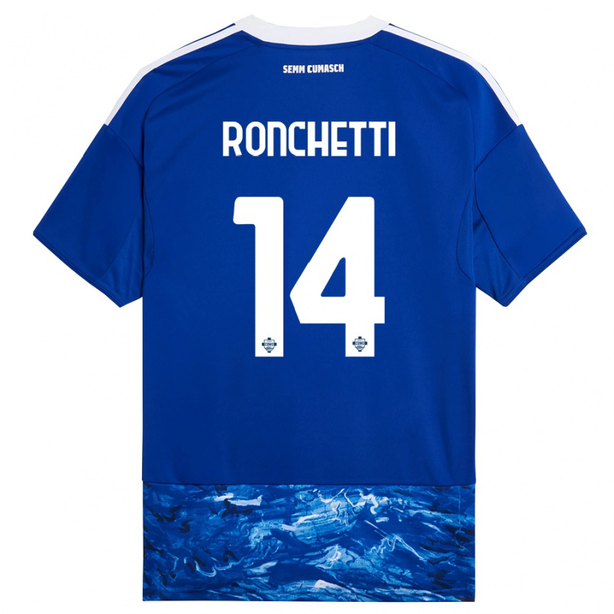 גברים כדורגל Fabio Ronchetti #14 כחול לבן ג'רזי ביתית 2025/26