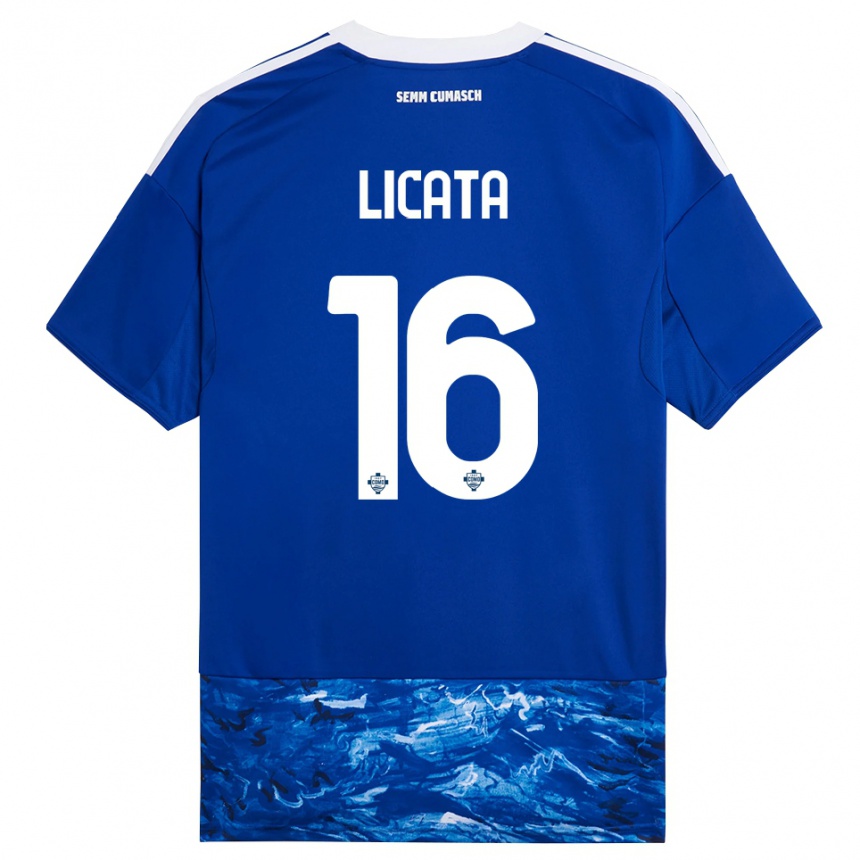 גברים כדורגל Alessandro Licata #16 כחול לבן ג'רזי ביתית 2025/26