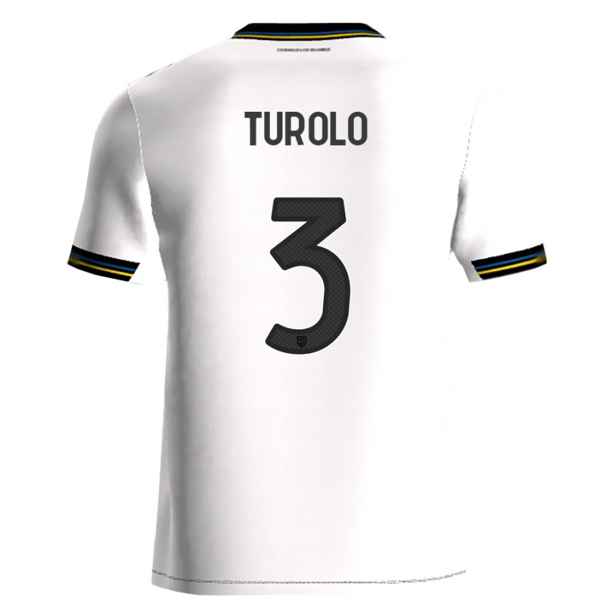 גברים כדורגל Alessio Turolo #3 לבן שחור ג'רזי ביתית 2025/26