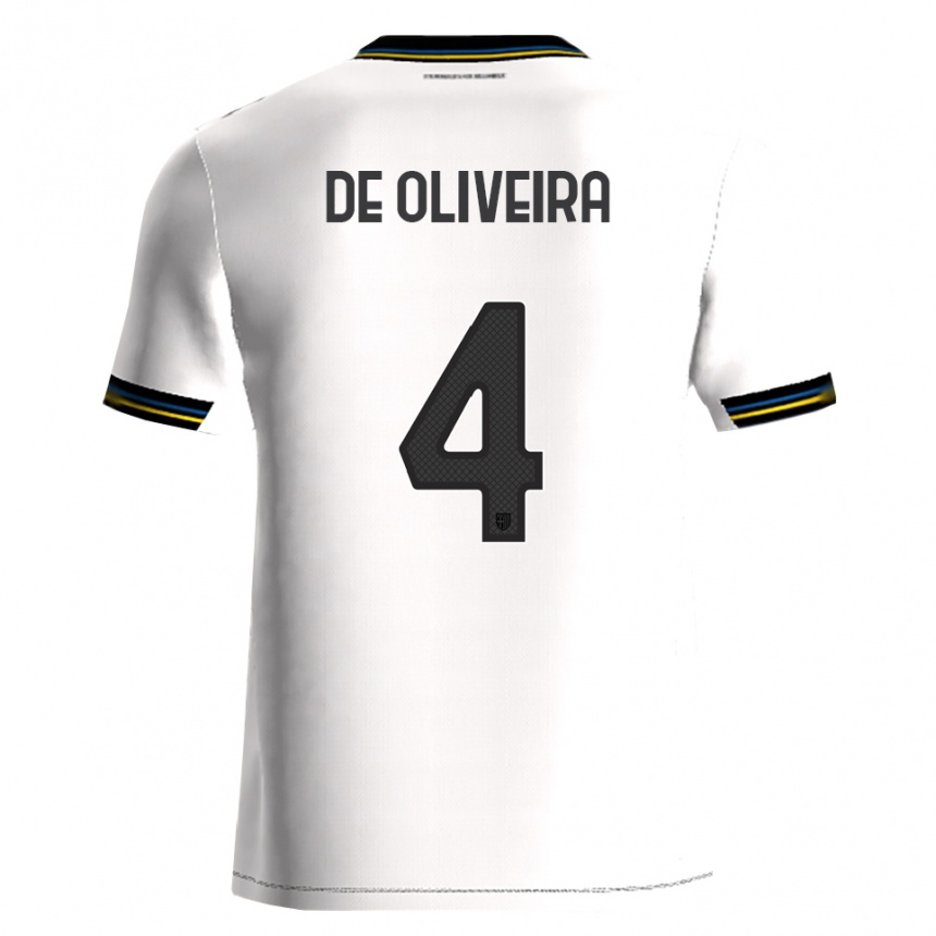 גברים כדורגל Luca De Oliveira #4 לבן שחור ג'רזי ביתית 2025/26