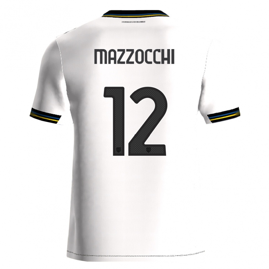 גברים כדורגל Alessandro Mazzocchi #12 לבן שחור ג'רזי ביתית 2025/26