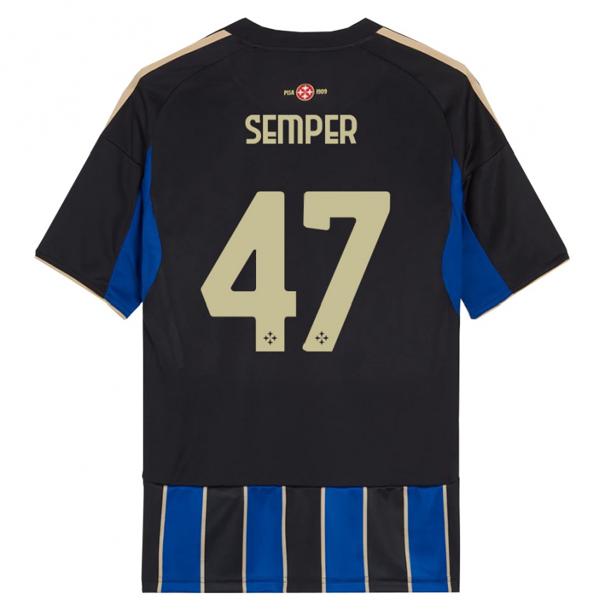 גברים כדורגל אדריאן שמפר #47 שחור כחול ג'רזי ביתית 2025/26