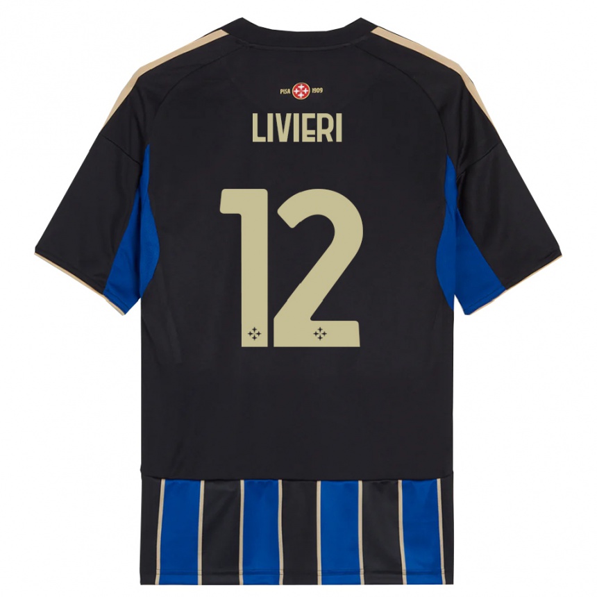 גברים כדורגל אלסנדרו ליוויארי #12 שחור כחול ג'רזי ביתית 2025/26