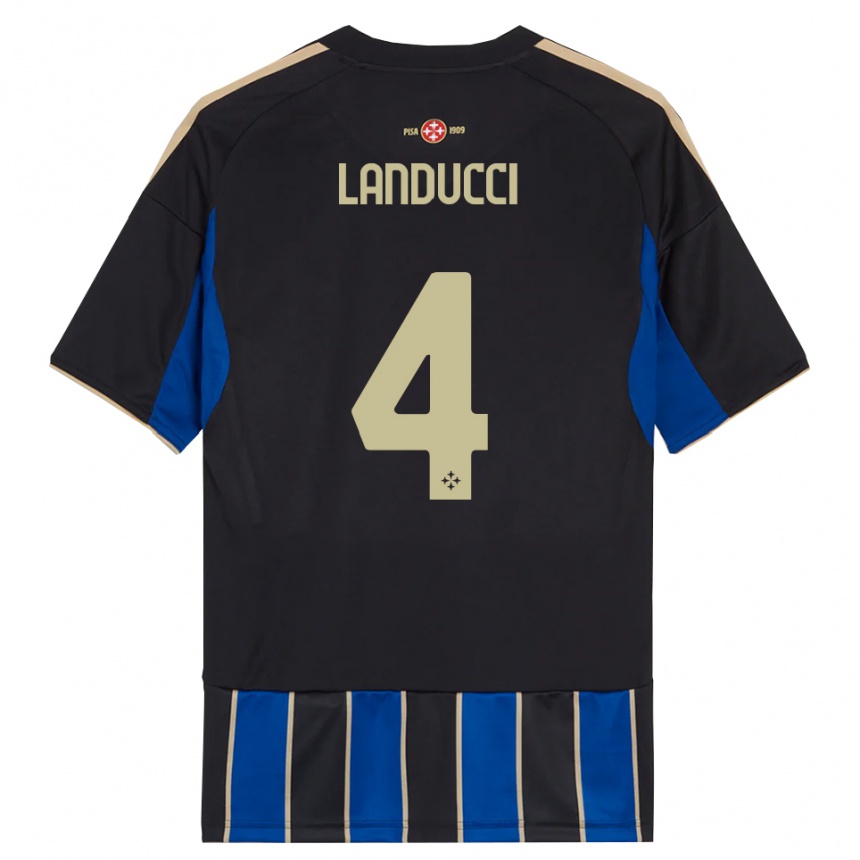 גברים כדורגל Umberto Landucci #4 שחור כחול ג'רזי ביתית 2025/26