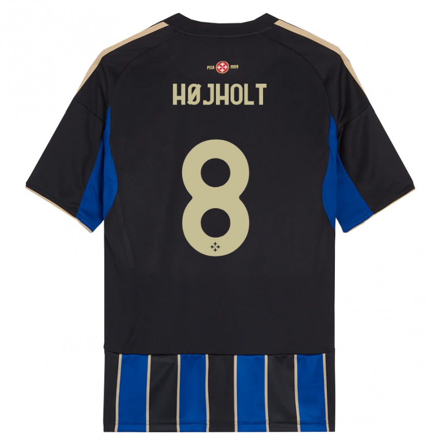 גברים כדורגל Malthe Højholt #8 שחור כחול ג'רזי ביתית 2025/26