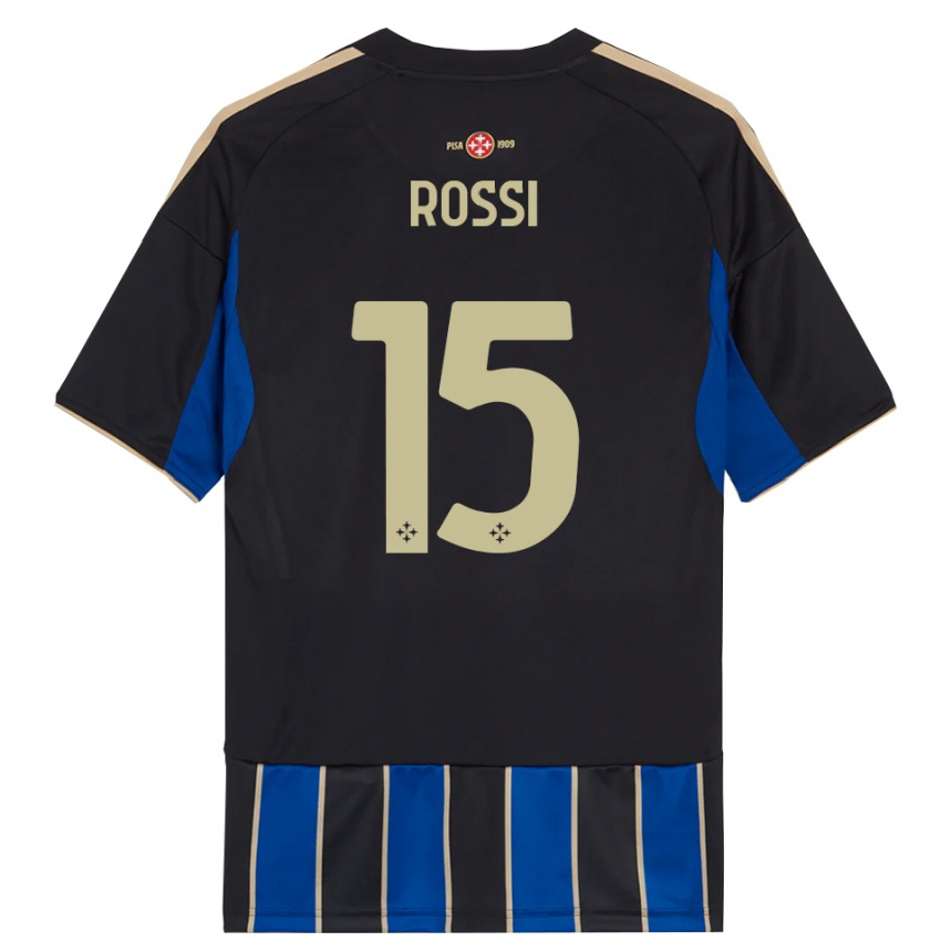 גברים כדורגל Jacopo Rossi #15 שחור כחול ג'רזי ביתית 2025/26