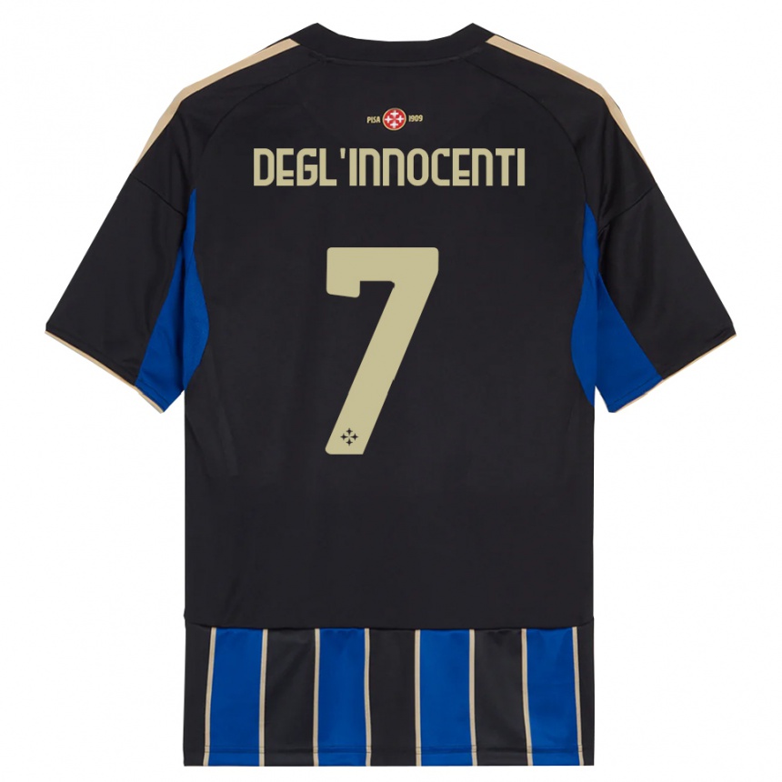 גברים כדורגל Tommaso Degl’innocenti #7 שחור כחול ג'רזי ביתית 2025/26