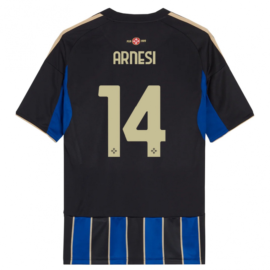 גברים כדורגל Lorenzo Arnesi #14 שחור כחול ג'רזי ביתית 2025/26