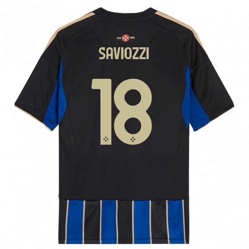 גברים כדורגל Mattia Saviozzi #18 שחור כחול ג'רזי ביתית 2025/26