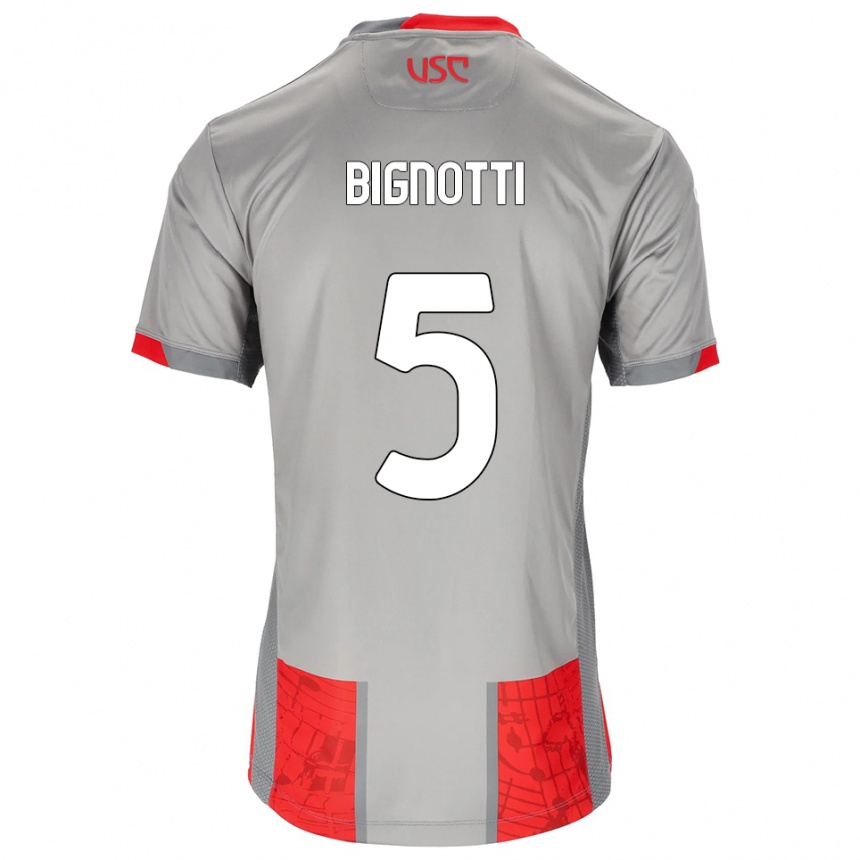 גברים כדורגל Francesco Bignotti #5 אדום אפור ג'רזי ביתית 2025/26