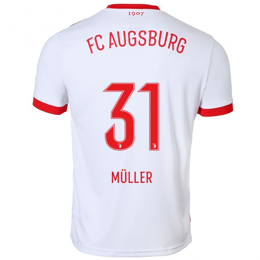 גברים כדורגל Noah Müller #31 לבן אדום ג'רזי ביתית 2025/26