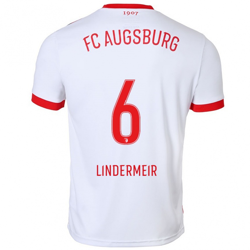גברים כדורגל Dominik Lindermeir #6 לבן אדום ג'רזי ביתית 2025/26
