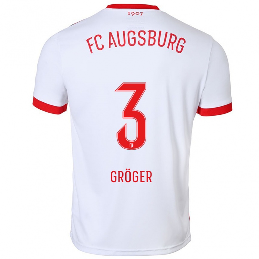 גברים כדורגל Elias Gröger #3 לבן אדום ג'רזי ביתית 2025/26