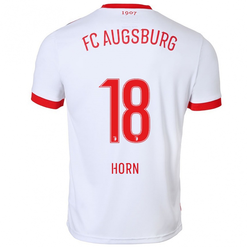 גברים כדורגל Tobias Horn #18 לבן אדום ג'רזי ביתית 2025/26