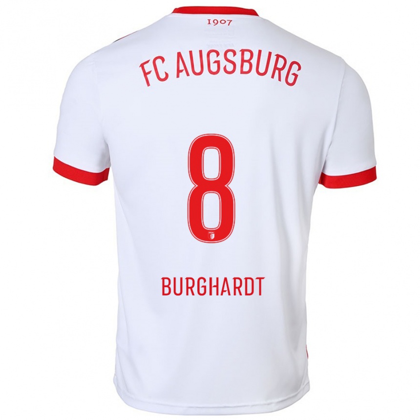 גברים כדורגל Kilian Burghardt #8 לבן אדום ג'רזי ביתית 2025/26