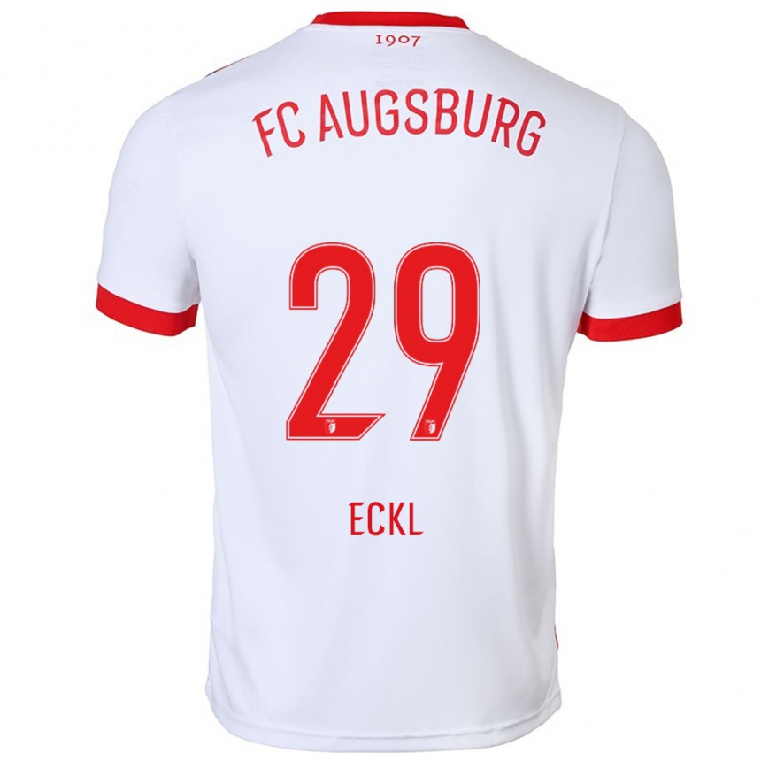 גברים כדורגל Florian Eckl #29 לבן אדום ג'רזי ביתית 2025/26