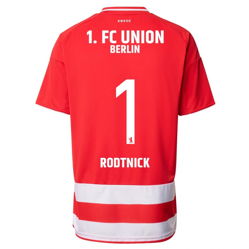 גברים כדורגל Jaden Rodtnick #1 אדום לבן ג'רזי ביתית 2025/26