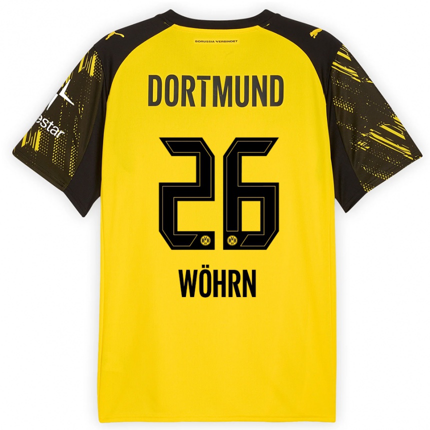 גברים כדורגל Yasu Wöhrn #26 צהוב שחור ג'רזי ביתית 2025/26