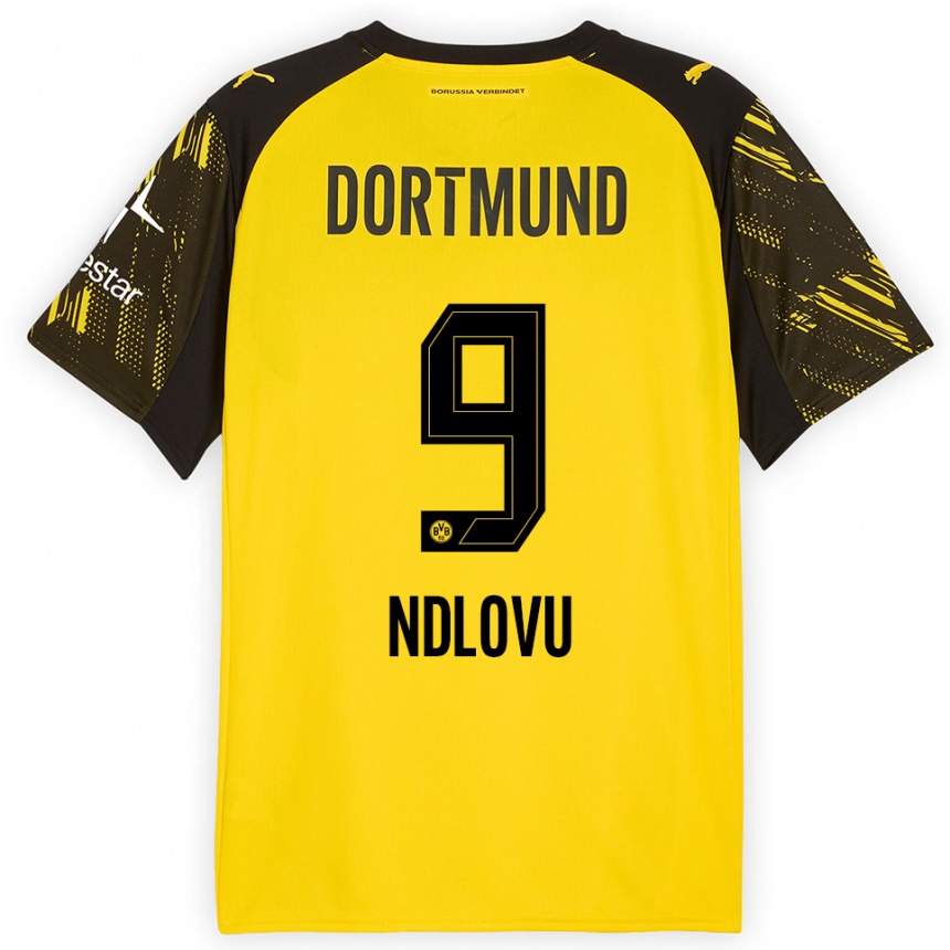 גברים כדורגל Desmond Ndlovu #9 צהוב שחור ג'רזי ביתית 2025/26
