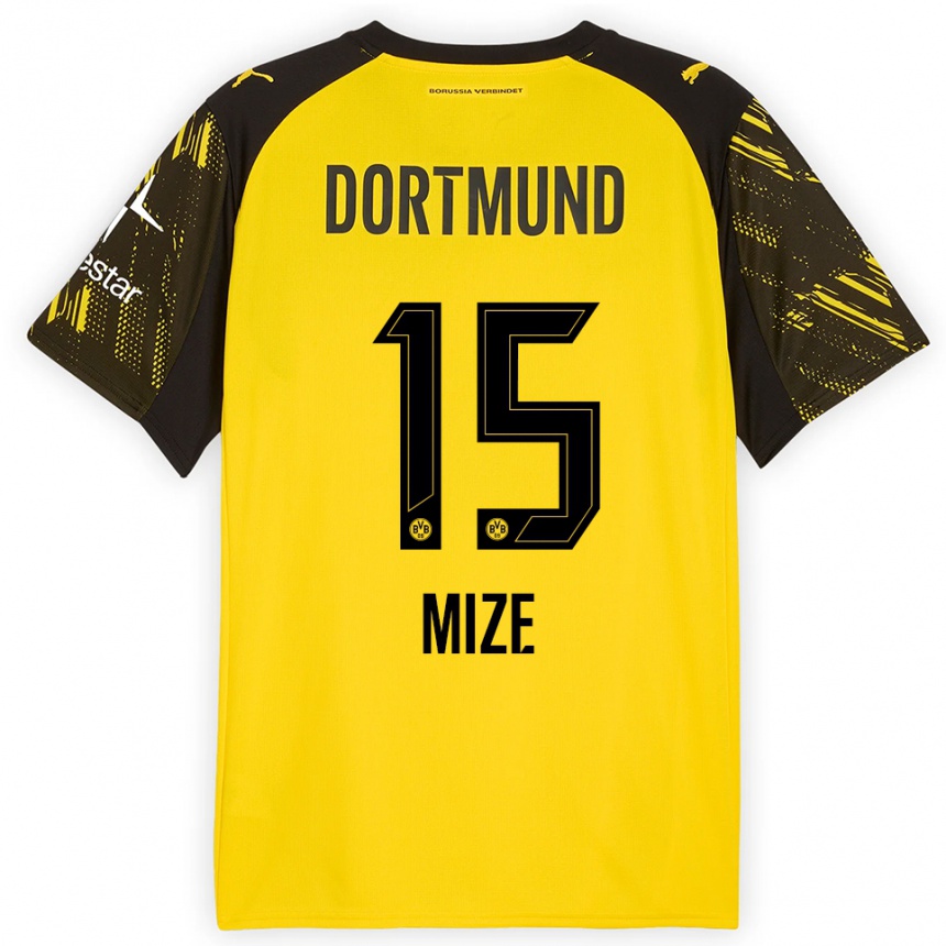 גברים כדורגל Jack Mize #15 צהוב שחור ג'רזי ביתית 2025/26