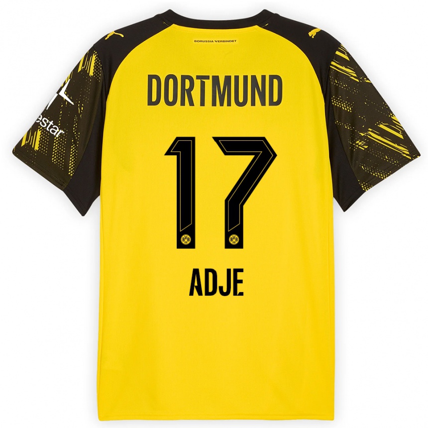 גברים כדורגל Miguel Adje #17 צהוב שחור ג'רזי ביתית 2025/26