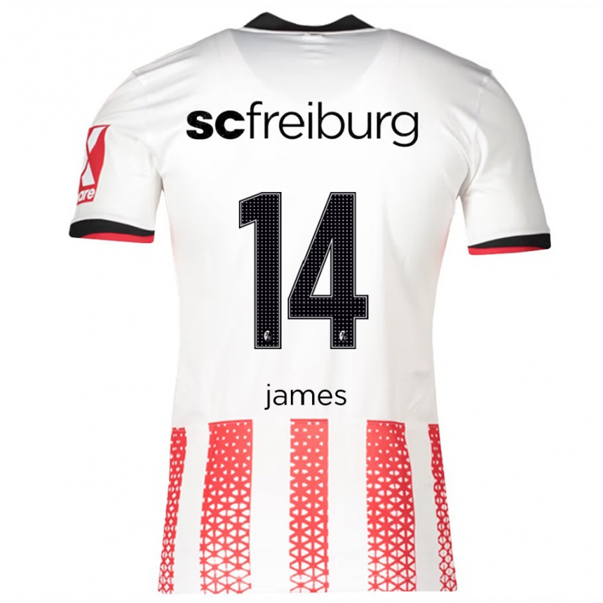 גברים כדורגל Jack James #14 לבן אדום ג'רזי ביתית 2025/26