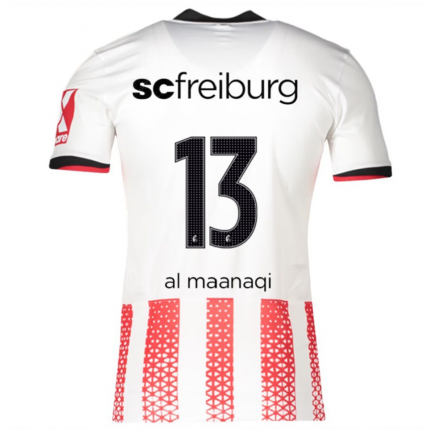 גברים כדורגל Jawad Al Maanaqi #13 לבן אדום ג'רזי ביתית 2025/26