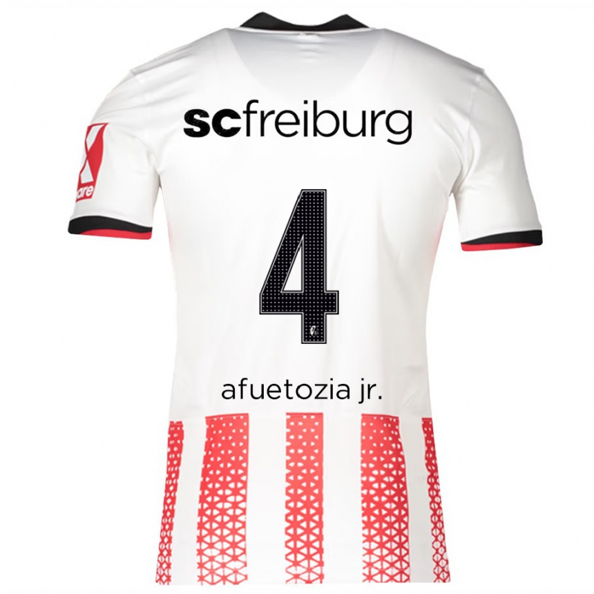 גברים כדורגל Junior Atemkeng Afuetozia #4 לבן אדום ג'רזי ביתית 2025/26
